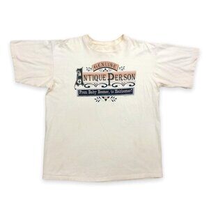 Vintage 1990s Genuine Antique Person White Short Sleeve Graphic Tee